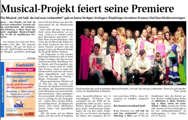 Musicalpremiere rückt näher