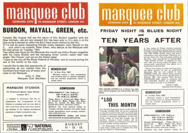 MARQUEE Programm 1967 (1)