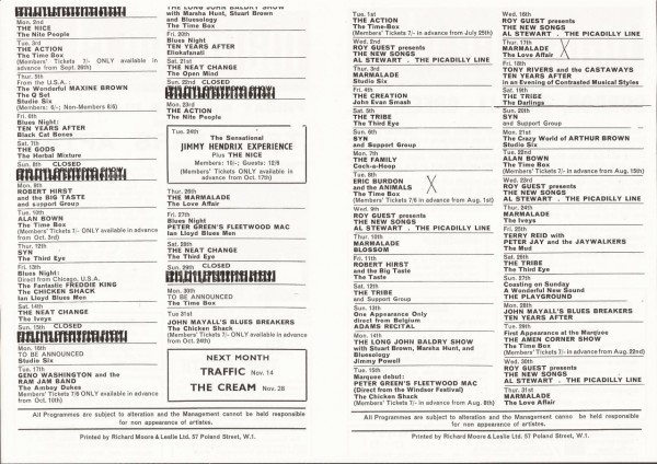 MARQUEE Programm 1967 (2)